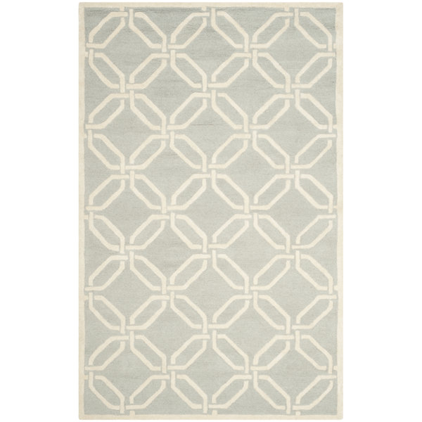 Canora Grey Handgetufteter Teppich in Hellgrau/Elfenbein & Bewertungen